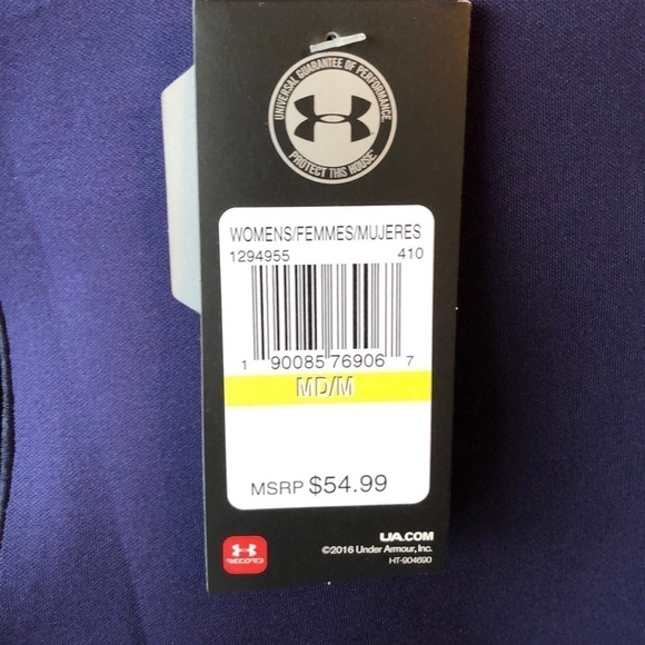 Under Armour Shirt Size Medium Workout Navy Blue With Mesh Trim NEW - Picture 3 of 7